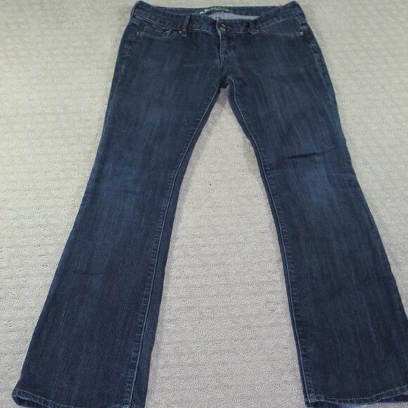 Express Women's Jeans Size 2L Low Rise Bootcut Dark Wash Denim Blue Stretch - Picture 1 of 6